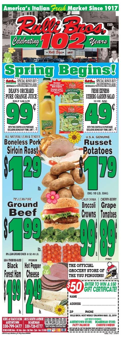 First visit to Rulli Brothers market I was pleasantly surprised by great prices & the friendliness of employees I do look forward to visiting Rulli Brothers in Boardman. . Rulli brothers weekly ad boardman ohio